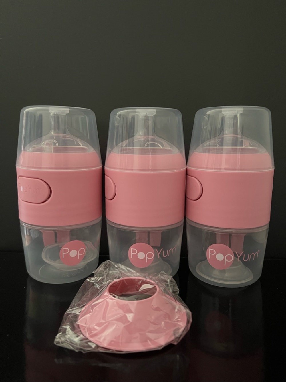 PopYum Anti-Colic Formula Making/Mixing/Dispenser Baby Bottles 3pk